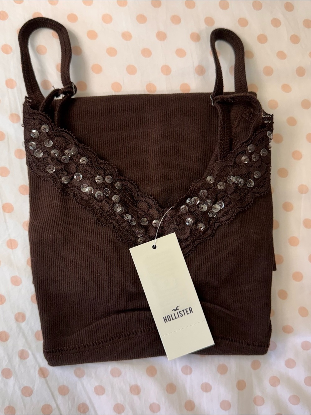 NWT Hollister 25 Years Limited Edition Brown Sequin Lace Cami Tank Top - Picture 6 of 6